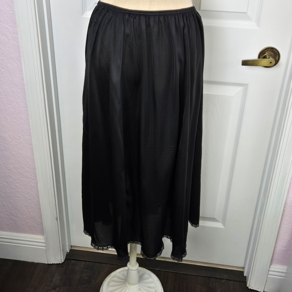Mel-Lin Vintage Black Half Slip Size‎ 2X Women's XXL Nylon Lace Lingerie USA
